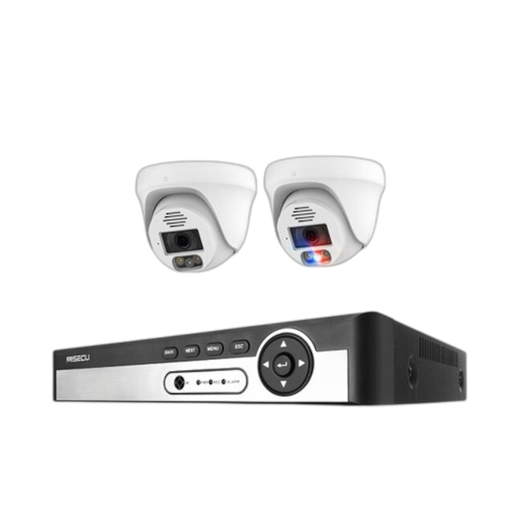 Sistem de supraveghere video Hikvision 2 camere 4 in 1, 8MP, lentila 2.8mm, IR 30m, DVR 4 canale 4K 8MP