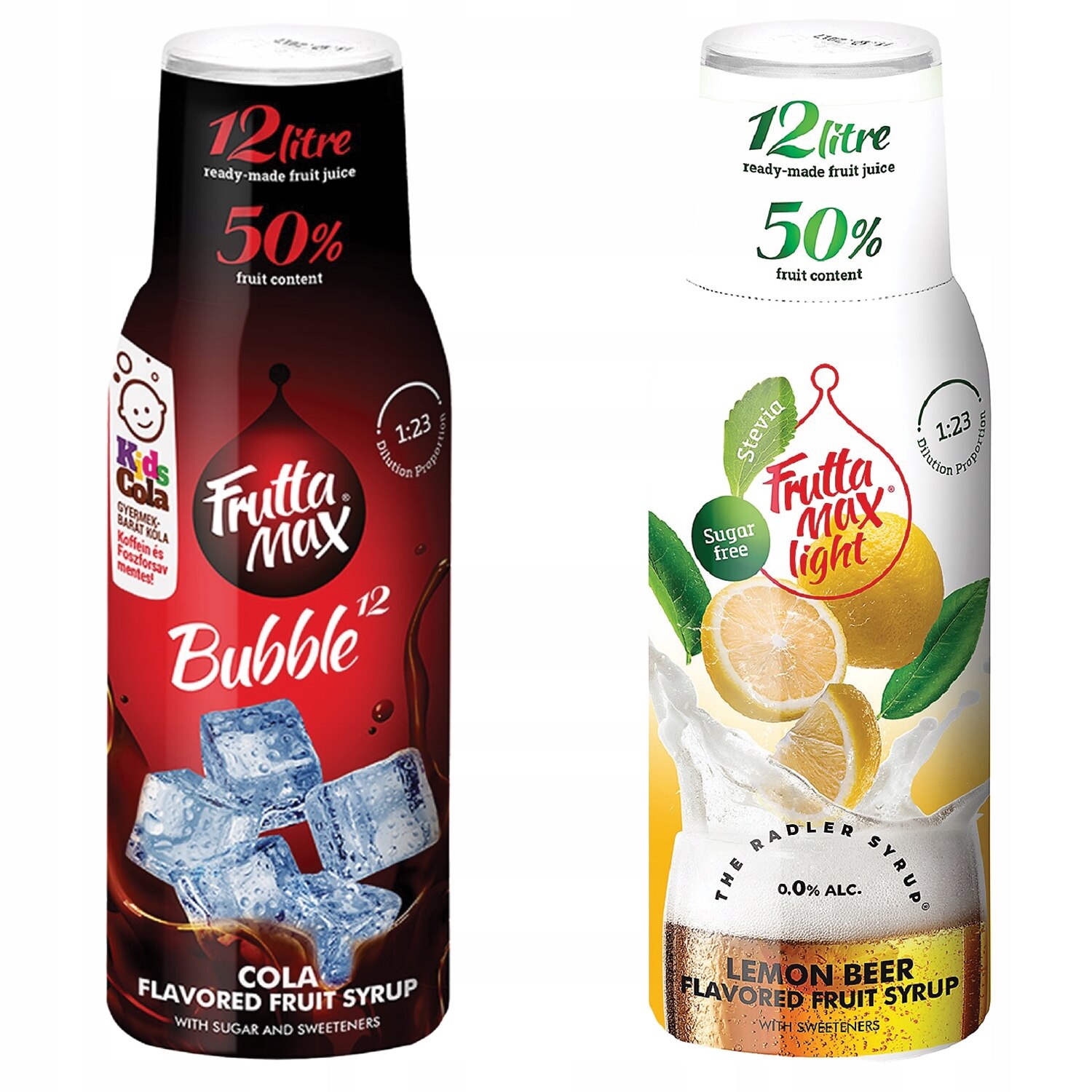 FruttaMax szirup, vízkoncentrátumok Kóla + Citrom Radler Light 500 ml ...
