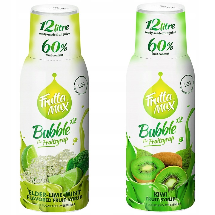 FruttaMax szirup, vízkoncentrátumok Lime Menta Cukormentes + Kivi 500 ml, 2 db
