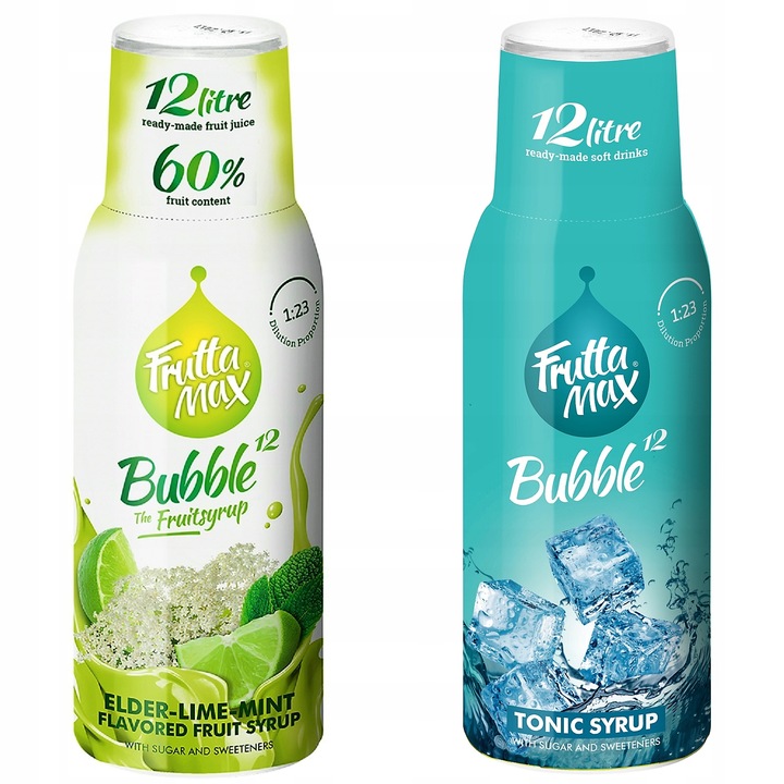 FruttaMax szirup, vízkoncentrátumok Lime Menta Cukormentes + Tonic 500 ml, 2 db