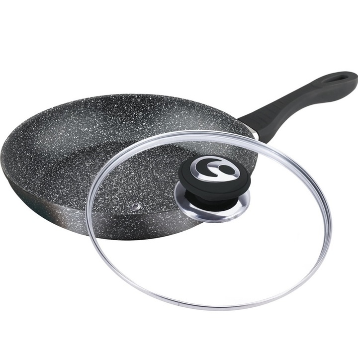 Tigaie cu capac 30cm, interior marmura, Bachmayer, BM7751-30