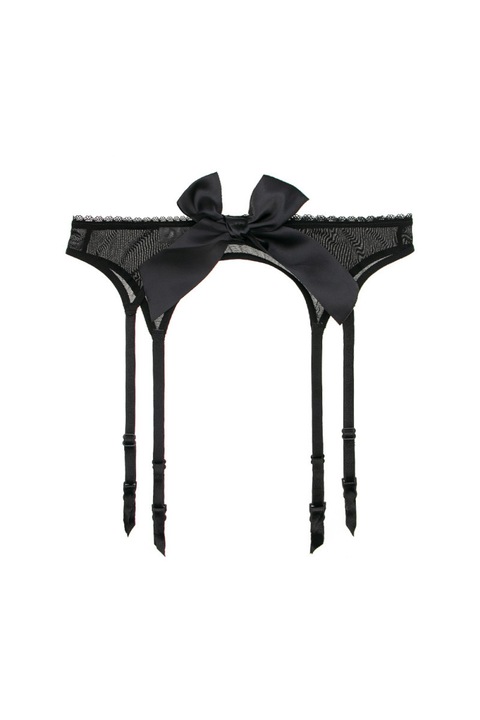 Дамски колан с жартиери, WildFashion, Полиестер, 1524, Черен