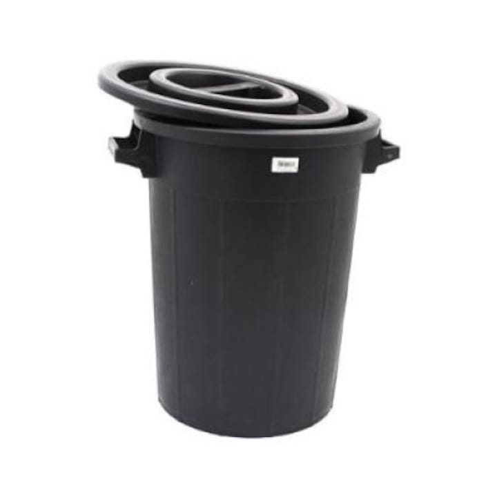 Контейнер за вода 100L, BSD, черен, с капак, издръжлив, лесен за транспортиране