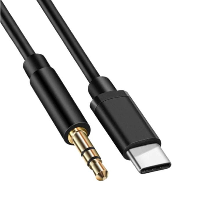 Cablu Universal Audio Auxiliar Compatibil cu USB-C la Jack 3.5 mm, 1 Metru, G-Tech, Negru