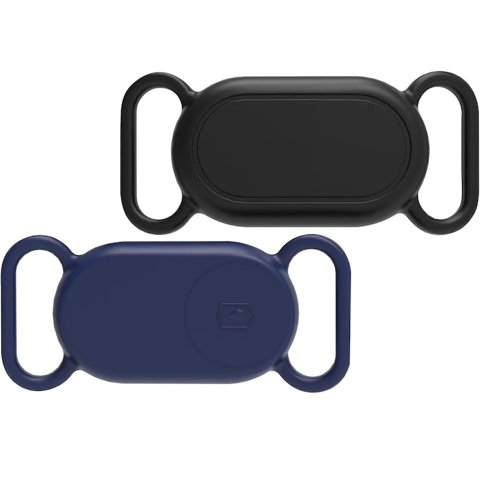 Set 2 Silicon companie Huse de Impermeabil protectie SmartTag2, SAFEMORE, compatibile cu Samsung Galaxy, Negru/Albastru