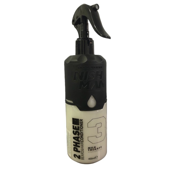 Balsam Nishman bifazic fara clatire, pentru par si barba 3 Milk Therapy 400ml