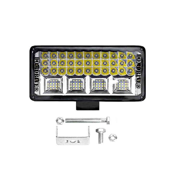 Proiector LED auto Off Road 171W, 9-36V, 2 faze, 57 LED-uri, 10800 lumeni, 6500K, COMBO Flood 60° / Spot 30°, 22cm, DOMDRIVE®