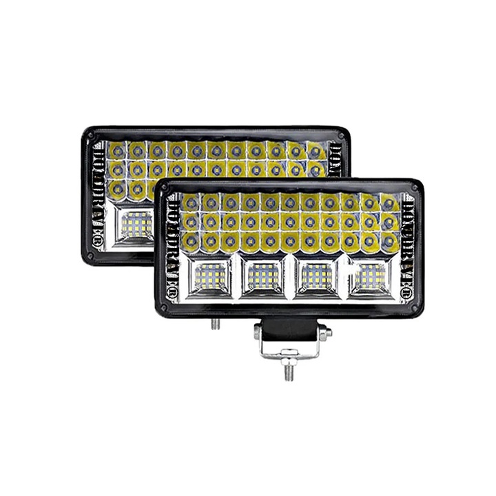 Set 2 proiectoare LED auto Off Road 171W fiecare, 9-36V, 2 faze, 2 x 57 LED-uri, 10800 lumeni, 6500K, COMBO Flood 60° / Spot 30°, 22cm, DOMDRIVE®