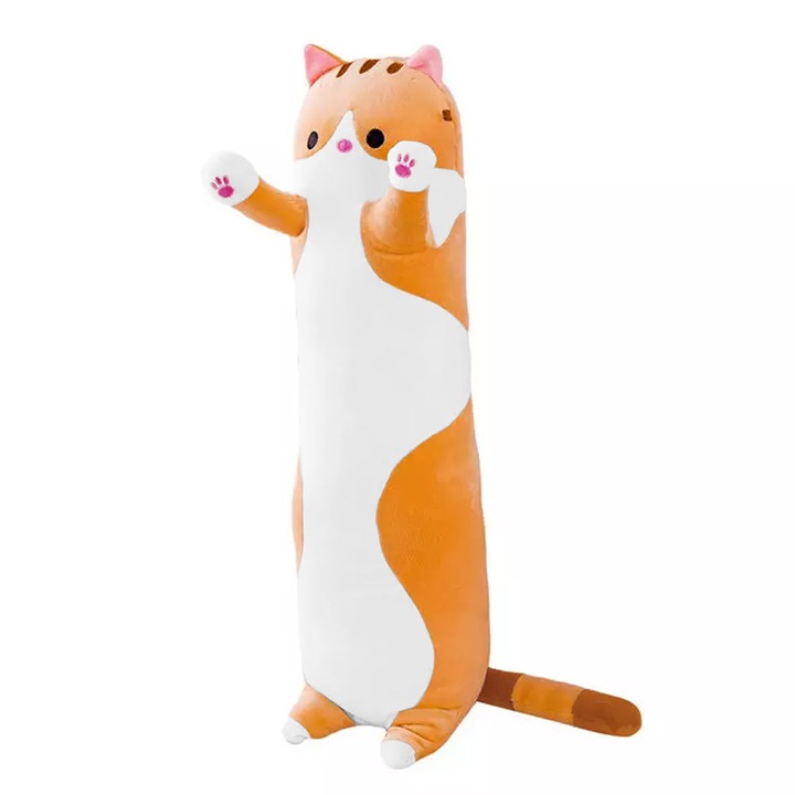 Декоративна възглавница Piccolo, Lucek Cat, 70см, Plus, Оранжево/Бяло