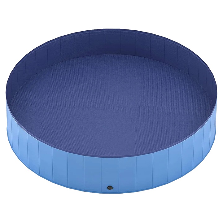 Piscina portabila pentru caini, John Green, pliabila din PVC rezistent, cu baza antiderapanta, ideala pentru racorirea animalelor de companie in gradina sau exterior, volum 90 litri, dimensiuni 80x20 cm, culoare albastru vibrant, perfecta p