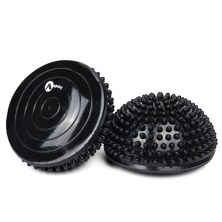 2 db szenzoros fitnesz korongból és Msport pumpából álló készlet, 16x8cm, PVC, fekete