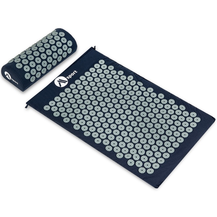 Постелка за акупресура с шипове, за болки в гърба, врата, гръбначния стълб, памук, ABS, 40x70 см, масаж, релаксация, акупунктура, релаксация, облекчаване на стреса, намаляване на напрежението, подобряване на кръвообращението, сиво/черно