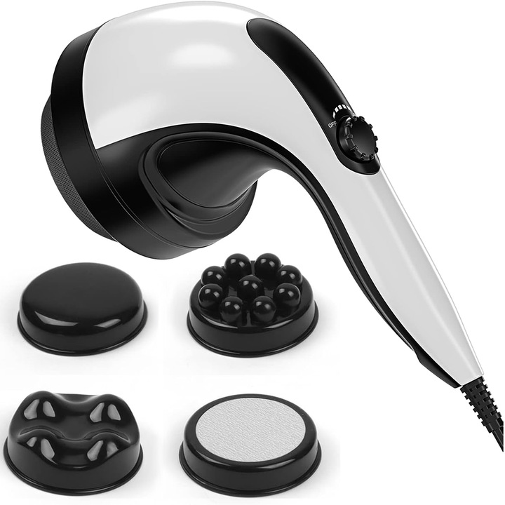 Професионален уред за антицелулитен масаж, С 5 масажиращи глави, За мускулна релаксация, Релаксация и Отслабване, Инфрачервено отопление, Променлива скорост, 24 V, Бял/Черен