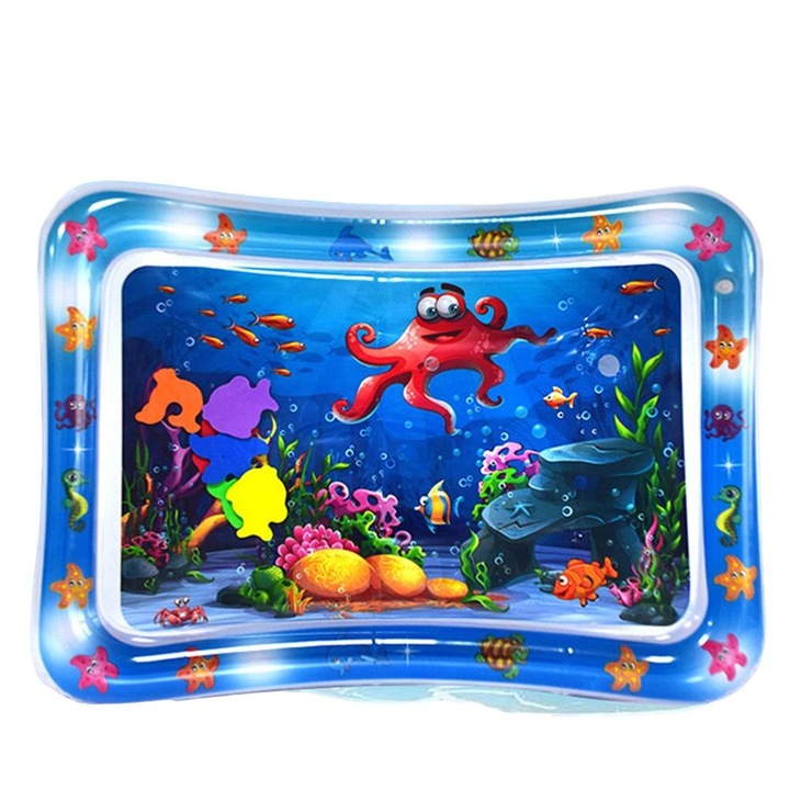 Covoras de apa gonflabil pentru bebelusi, de la 3 luni, PVC, 69 x 50 cm, Multicolor