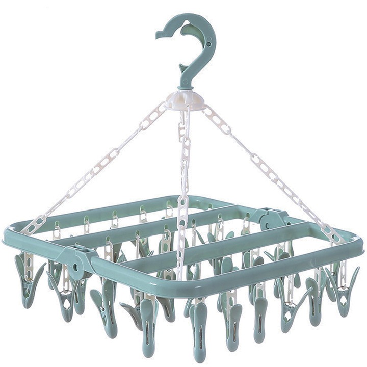 Uscator de rufe suspendat, Sternhoff, cu 32 Carlige, Rotire 360 Grade, Pliabil, Plastic, 32x32x35 cm, Pastel