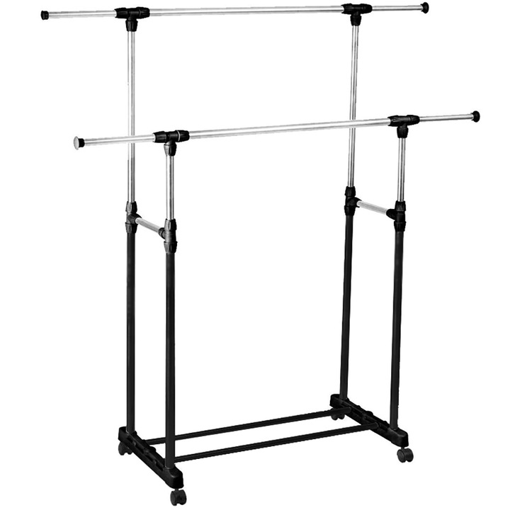 Suport haine, Sternhoff, Plastic/Metal, Negru/Argintiu, 162x147x43 cm