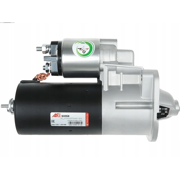 Autóindító motor AS-PL S0059, 12V, 1,4kW, 9 fogú, 76mm, Volvohoz