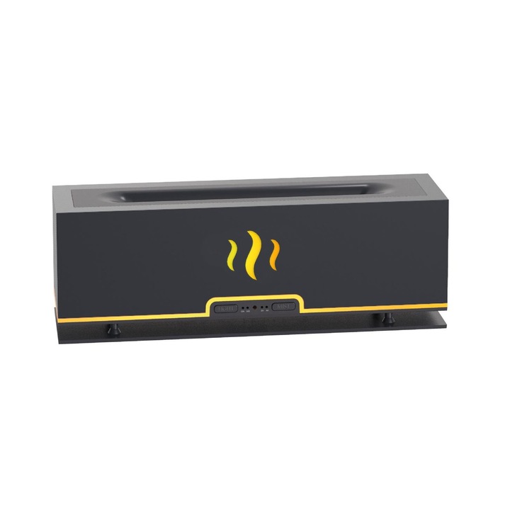 NovEterna® елегантен овлажнител с 3D пламък, усъвършенстван ултразвуков дифузер за ароматерапия с топла и студена светлина, дистанционно управление, USB захранване, матов тъмно сив цвят