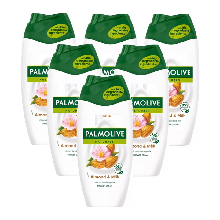 Set 6 x Gel de dus Palmolive cu lapte si extract de migdale, 250 ml