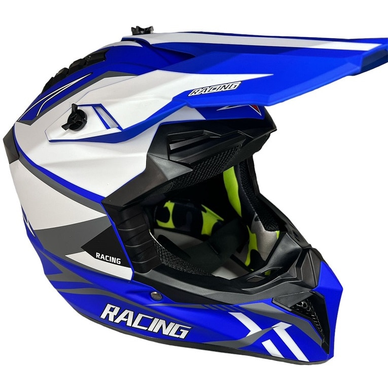 Casca cross Atv, Enduro Racing, culoare albastru/alb, Marimea L (59-60 ...