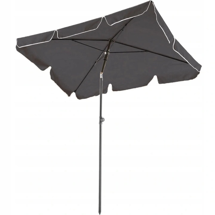 Umbrela pentru balcon John Green, 200x130cm, Protectie UV, inclinare, cu stalp din otel, stabila, forma dreptunghiulara, pliabila, gri inchis