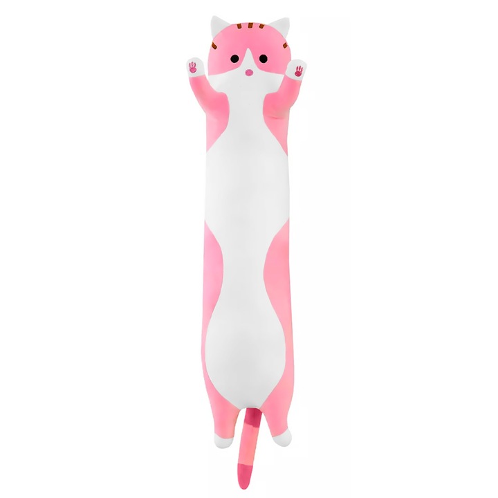 Декоративна възглавница Piccolo, Lucek Cat, 90см, Plus, Розово/Бяло