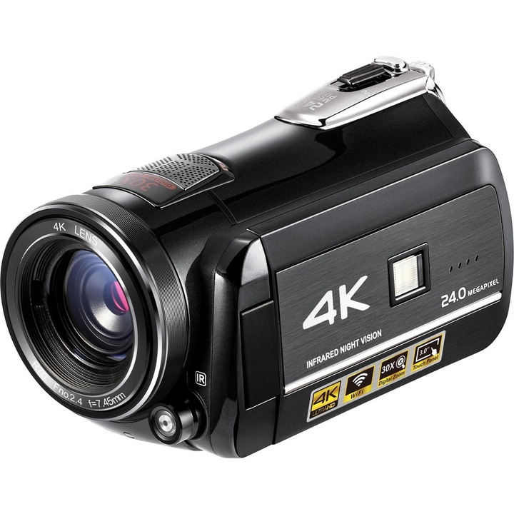 Camera video Lipa AD-C1, 4K Ultra HD, senzor Sony CMOS, Wi-Fi, negru, 3 inch, 64GB