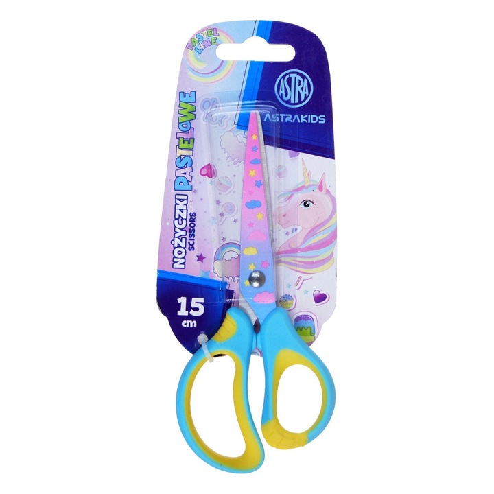 Foarfeca scolara, Astra, 15 cm, Albastru\Galben
