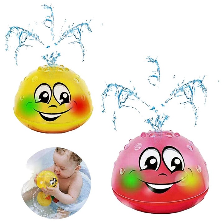 2 db Jormftte fürdőjáték készlet, ABS, 10,5x10,5x7 cm, sárga/piros, 5 év+