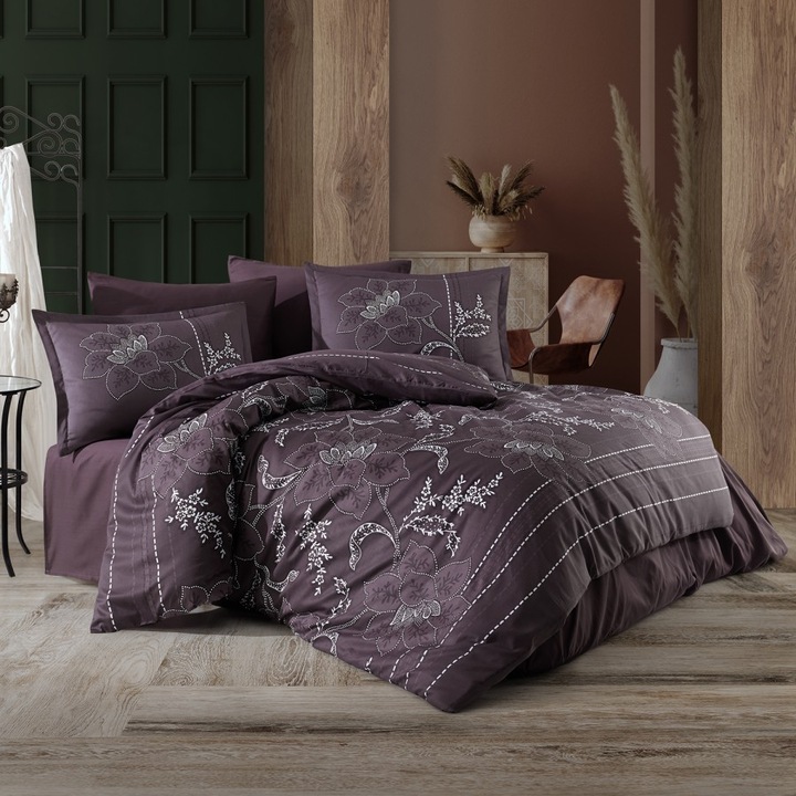 Dupla ágynemű, luxus szatén, 4 db, 100% szatén pamut, 240 x 260 cm, Ralex Pucioasa, Moyo V1