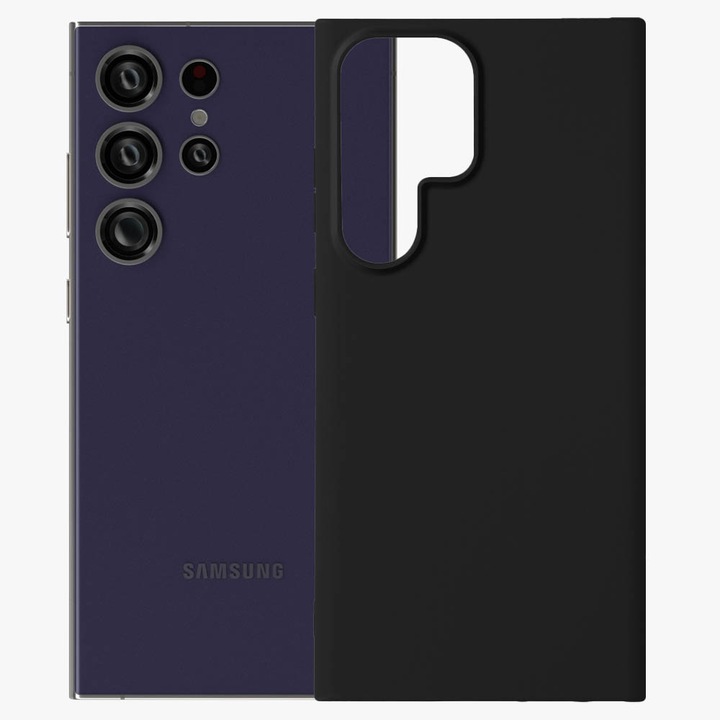 Защитен калъф, Съвместим Samsung Galaxy S24 Ultra, FONIX Ultra Slim Fit, Защита от пръстови отпечатъци, Тънък дизайн, Матово покритие, Незалепваща повърхност, Черен