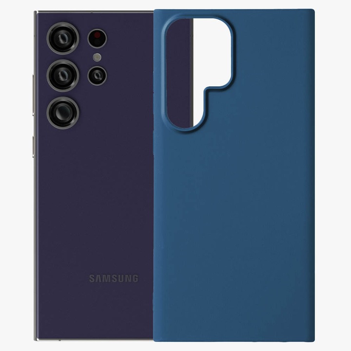 Защитен калъф, Съвместим Samsung Galaxy S24 Ultra, FONIX Ultra Slim Fit, Защита от пръстови отпечатъци, Тънък дизайн, Матово покритие, Незалепваща повърхност, Син