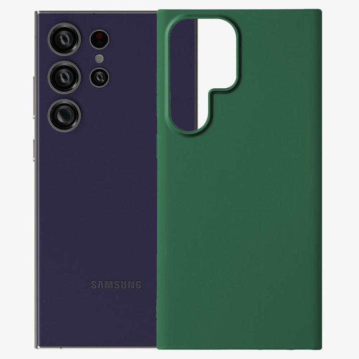 Защитен калъф, Съвместим Samsung Galaxy S24 Ultra, FONIX Ultra Slim Fit, Защита от пръстови отпечатъци, Тънък дизайн, Матово покритие, Незалепваща повърхност, Зелен