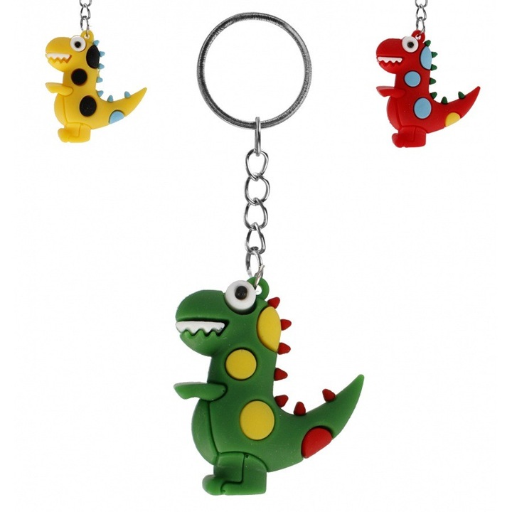Breloc Dinozaur, Euro-trade, Cauciuc, Multicolor, 5cm