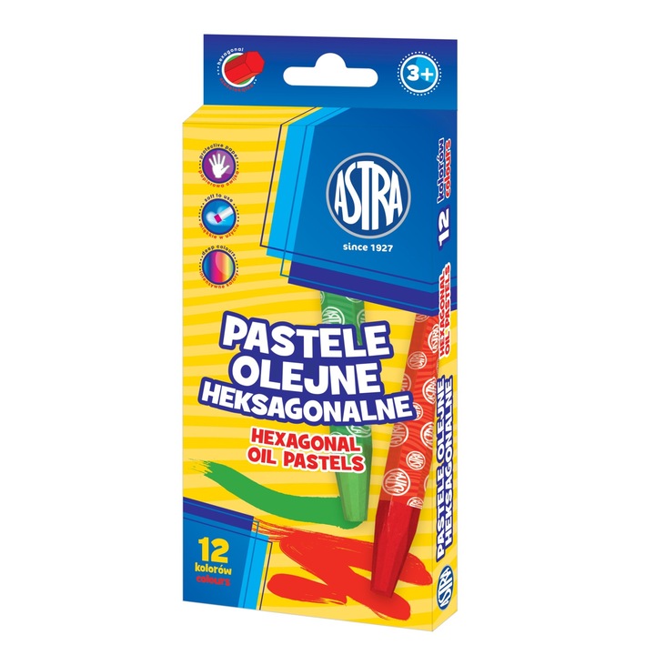 Set Creioane colorate in ulei, Astra, Multicolor, 12 buc