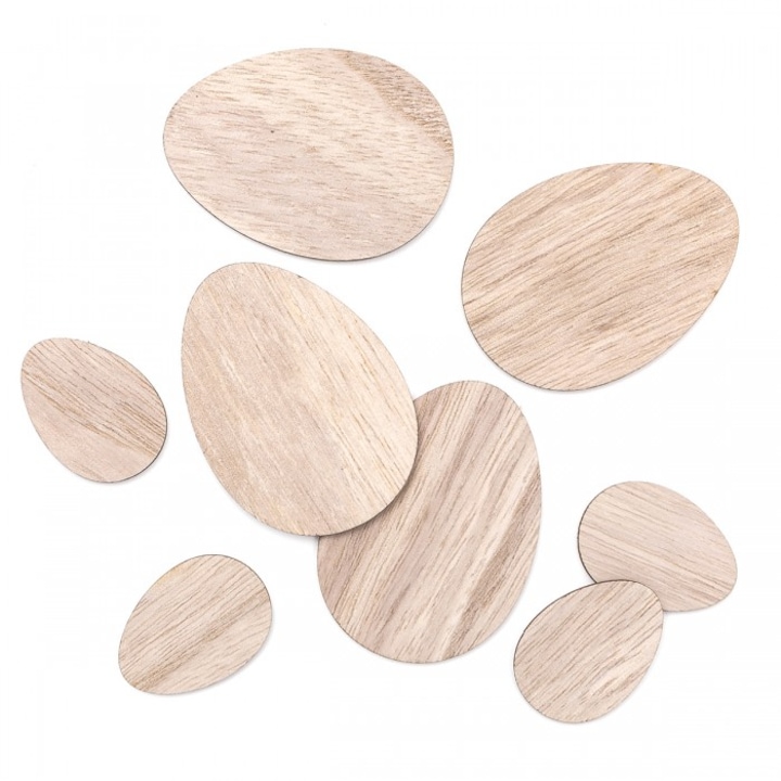 Set 8 accesorii decorative, dp Craft, Lemn, 4 cm, 7 cm, Bej