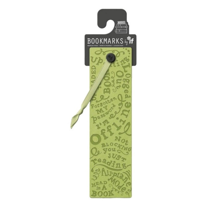 Semn de carte Ssshhh Offline, IF, Piele, Verde