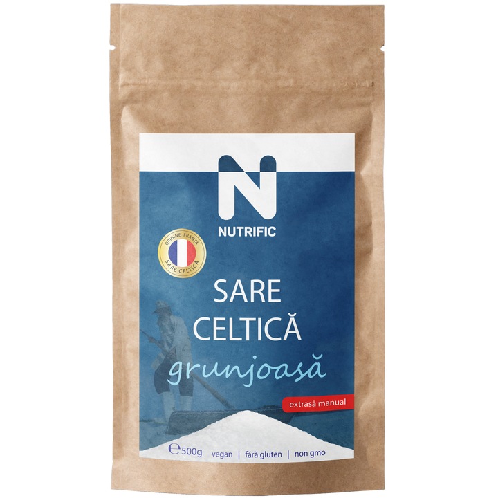 Sare celtica grunjoasa extrasa manual 500gr NUTRIFIC