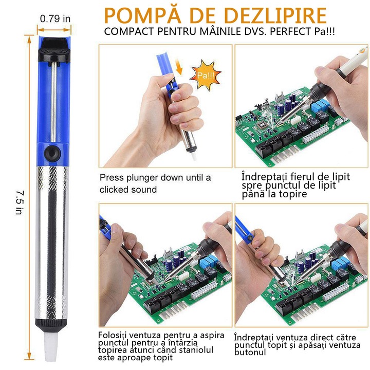 Set fier de lipit cu temperatura reglabila, Yulinland, 15 in 1, 60 W, Unealta pentru dezizolat cablu, Penseta, Tub cu fludor, Varfuri de schimb, Multicolor