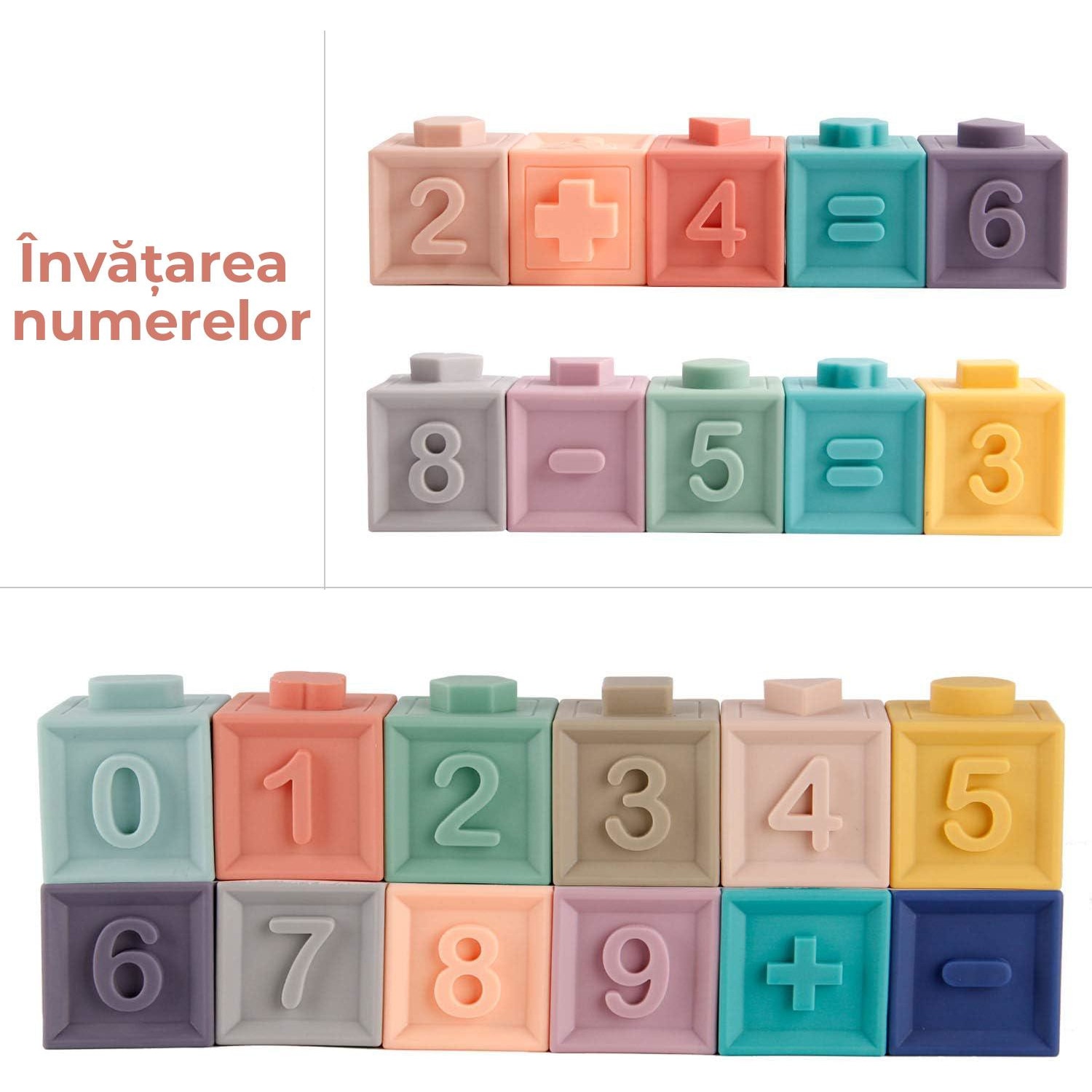 Set cuburi moi interactive pentru bebelusi, jucarie educationala cu ...