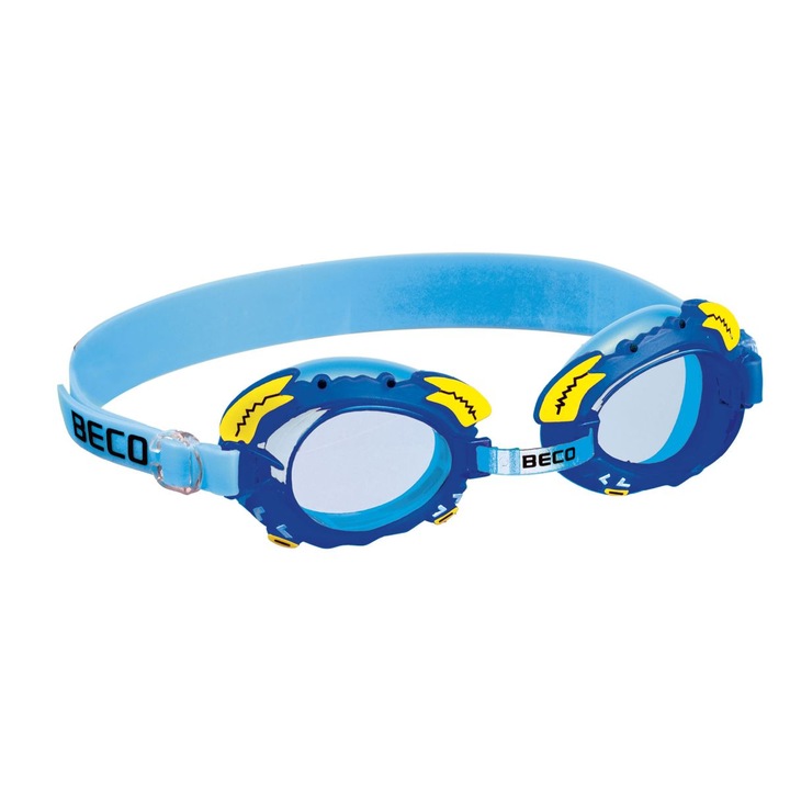 Ochelari de inot pentru copii, cu protectie uv, punte nazala reglabila, crab, albastru/galben