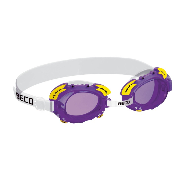 Ochelari de inot pentru copii, cu protectie uv, punte nazala reglabila, crab, violet/galben