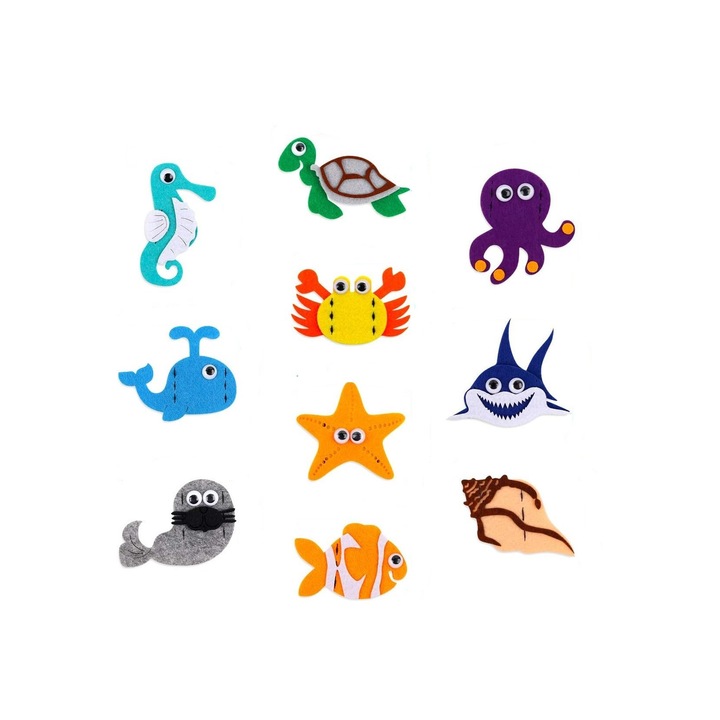 Gyermek kreatív ujjbáb varrókészlet, 10 tengeri állat