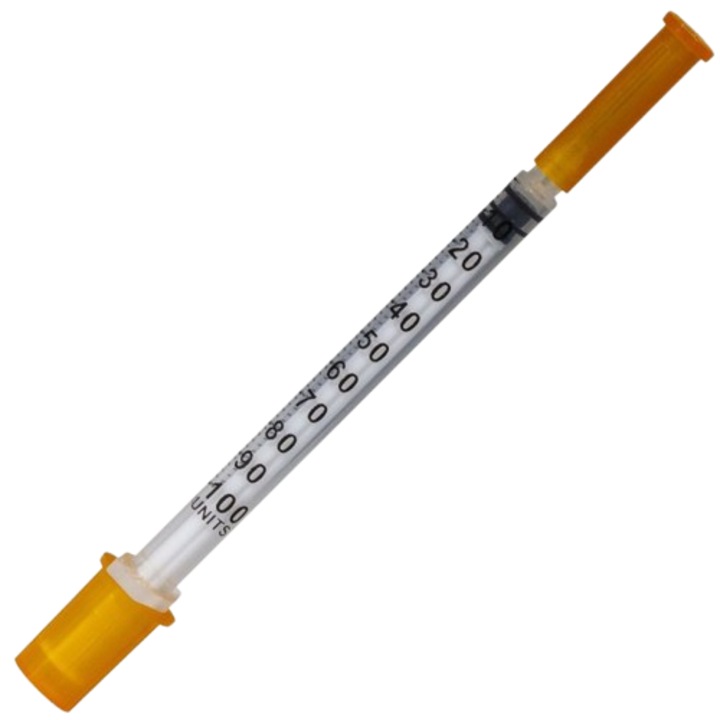 Комплект 50 инсулинови спринцовки 1 ml с вградена игла 27G, 0.40 x 13 mm, 3 броя, PRIMA