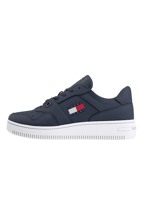 Tommy Hilfiger, Pantofi sport din piele si piele ecologica, Bleumarin, 40