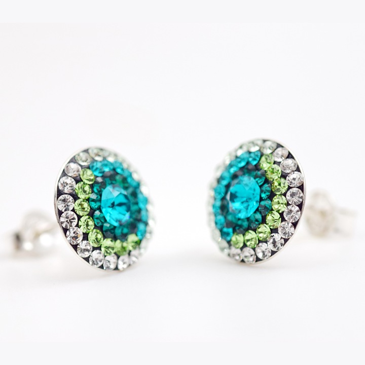 Cercei Swarovski Chaton Ball All Green Fantezie verde - Argint 925