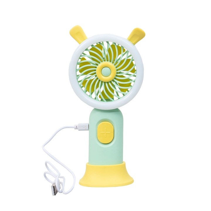 Ръчен вентилатор, USB захранване, 3.7w, 3 скорости и поддръжка, зелен / ZTS 8241