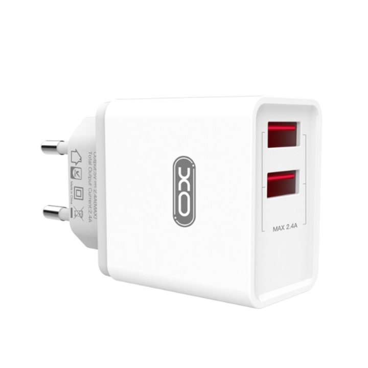 Adaptor retea XO-L31 Dual-USB pentru priza, 100-240 V, Incarcare rapida, Alb