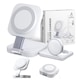 Incarcator Wireless 3 in 1, BRAGUS, Incarcare Simultana 3 Dispozitive, Incarcator Telefon Portabil, Tehnologie MagSafe, Protejeaza Bateria, Reglabil, Incarcator Multiport Wireless, Compatibil iPhone, Apple Watch, AirPods, Alb