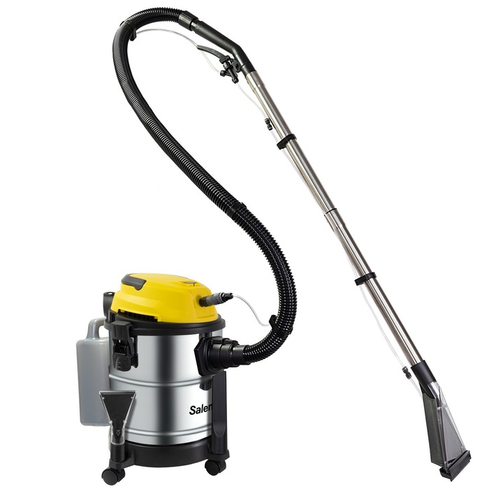 Прахосмукачка за сухо и мокро почистване, четка, вентилатор, контейнер от неръждаема стомана, Salente Combo 4in1